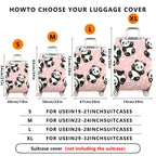 1-Piece Pink Cute Panda Heart Floral Pattern  Suitcase Luggage Cover, Stretch Protective Sleeve