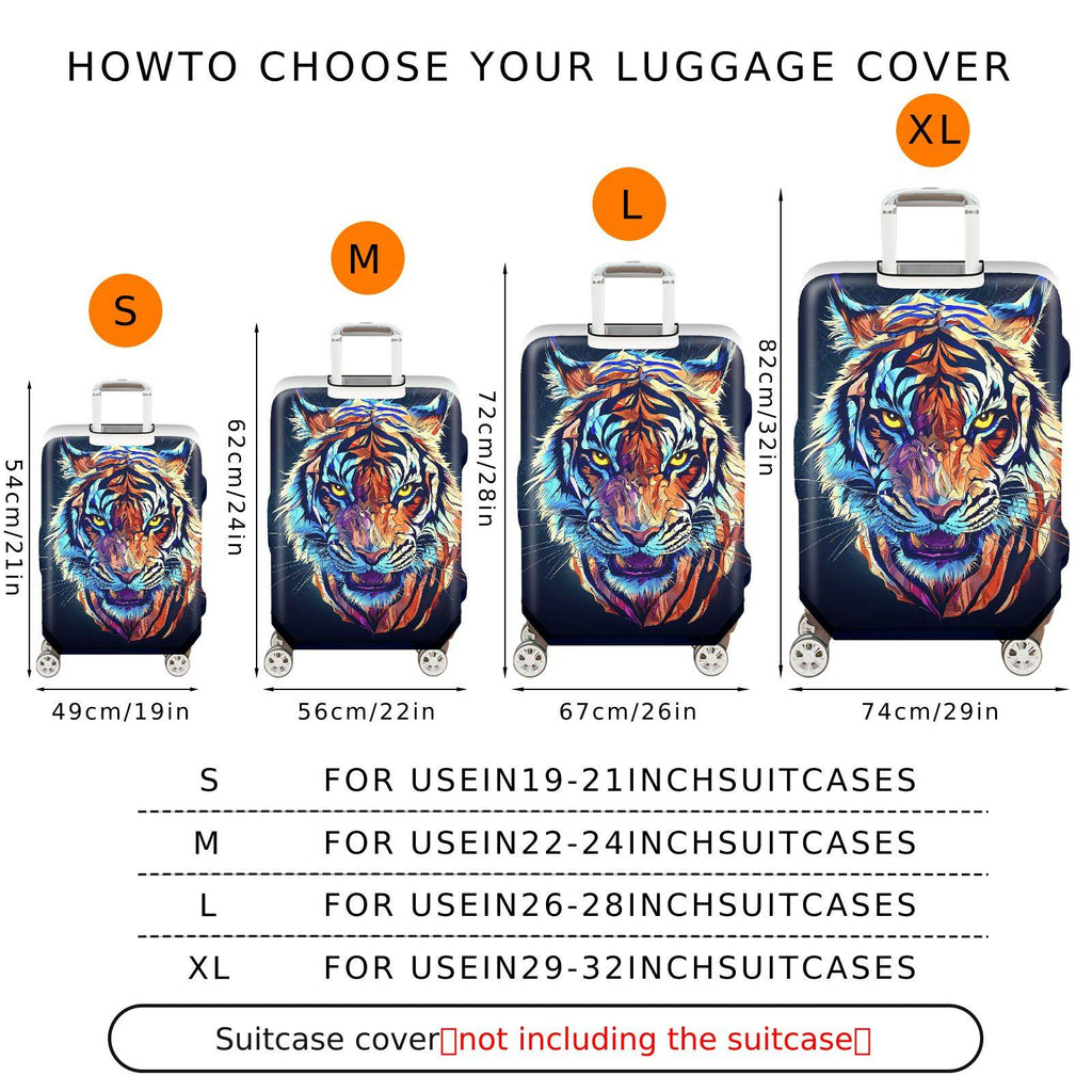 1-Piece Animal Tiger Colorful Vivid Artistic Graphic  Suitcase Luggage Cover, Stretch Protective Sleeve