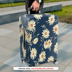 1-Piece Floral Daisy Pattern Blue Luggage  Suitcase Luggage Cover, Stretch Protective Sleeve