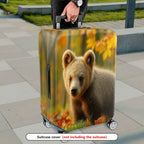 1-Piece Cute Bear Autumn Forest Wildlife Nature Scenic  Suitcase Luggage Cover, Stretch Protective Sleeve