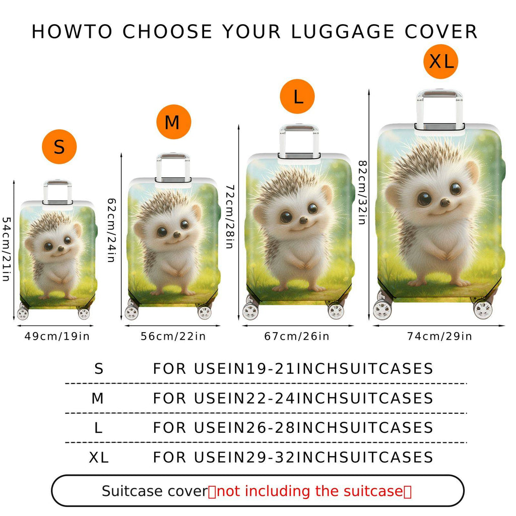 1-Piece Cute Hedgehog Animal Nature  Fun  Suitcase Luggage Cover, Stretch Protective Sleeve