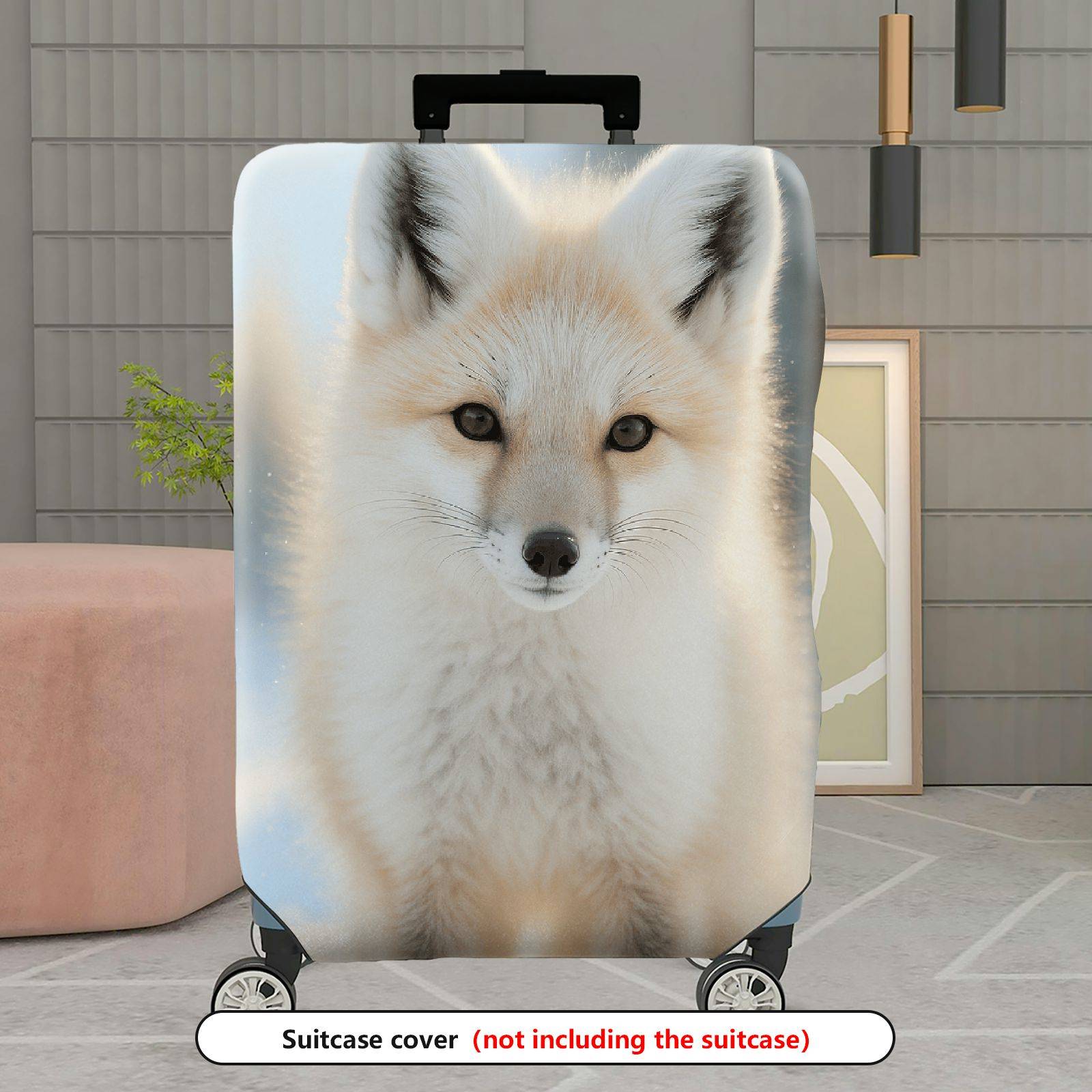 1-Piece Cute Fox Snowy Forest Animal Wildlife Nature Art  Suitcase Luggage Cover, Stretch Protective Sleeve