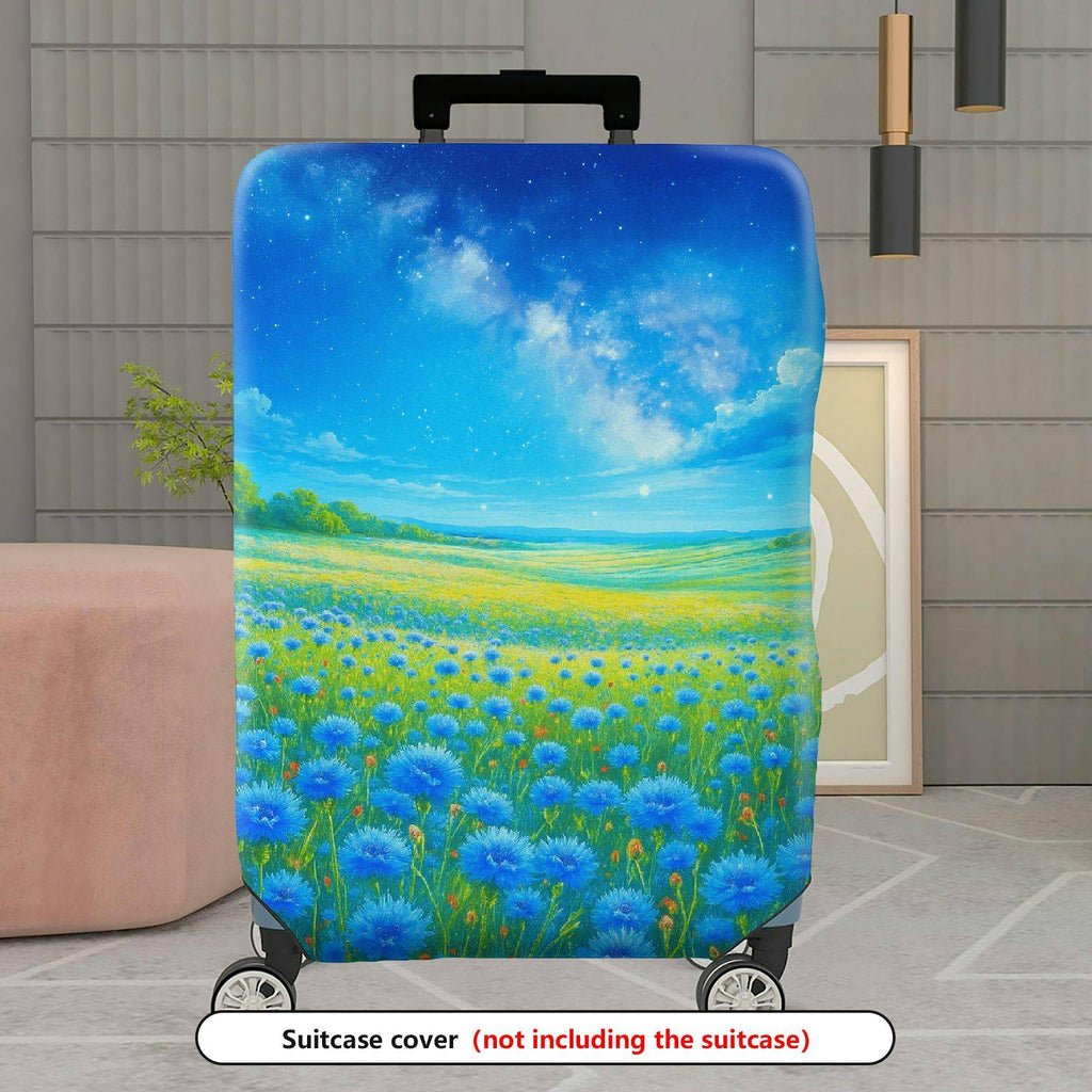 1-Piece Starry Sky Field Meadow Nature Landscape Cosmic  Suitcase Luggage Cover, Stretch Protective Sleeve
