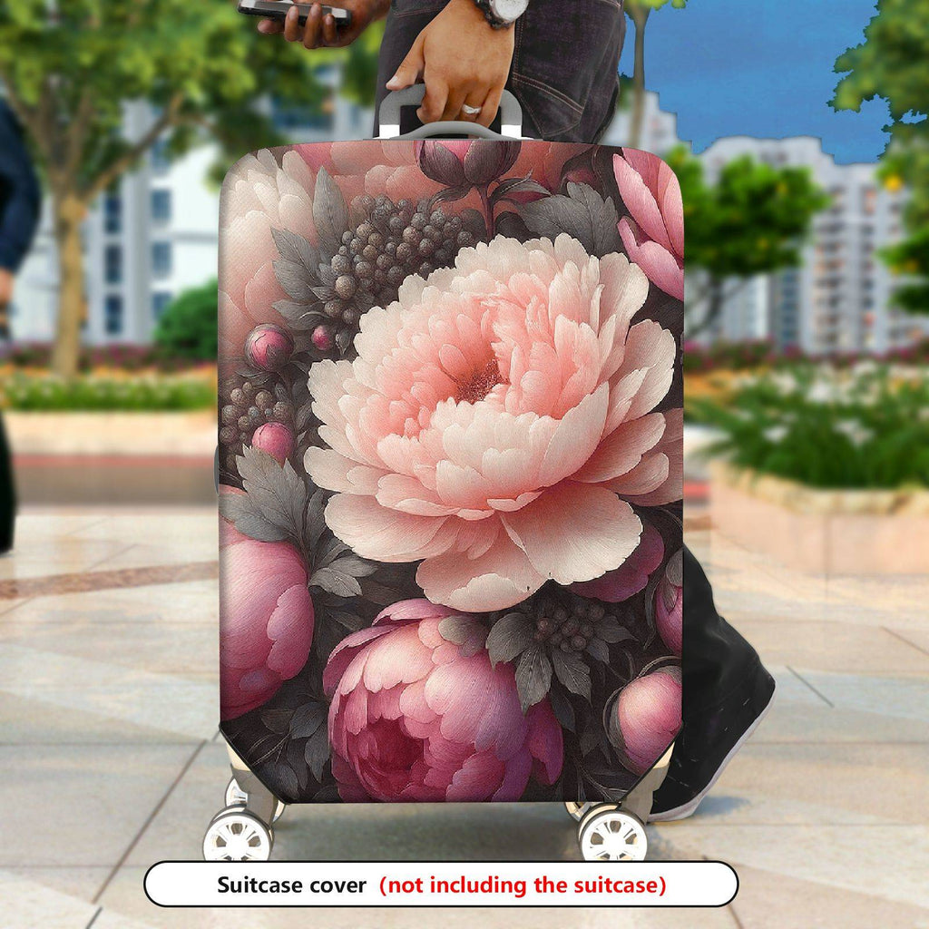 1-Piece Peony Floral Romantic Elegant Stylish Artistic  Suitcase Luggage Cover, Stretch Protective Sleeve
