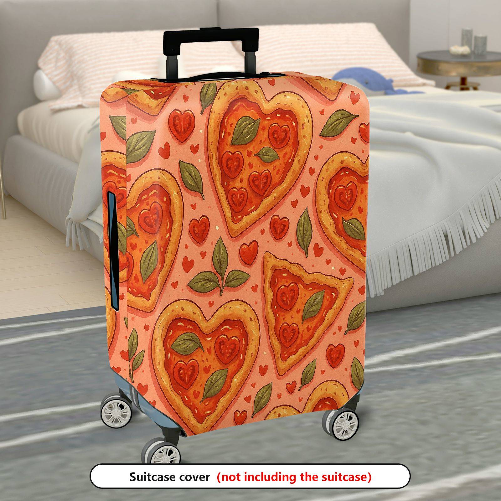 1-Piece Heart Pizza Love Romantic Cute Valentine  Suitcase Luggage Cover, Stretch Protective Sleeve