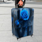 1-Piece Blue Rose Love Floral Art Pattern Letter  Suitcase Luggage Cover, Stretch Protective Sleeve