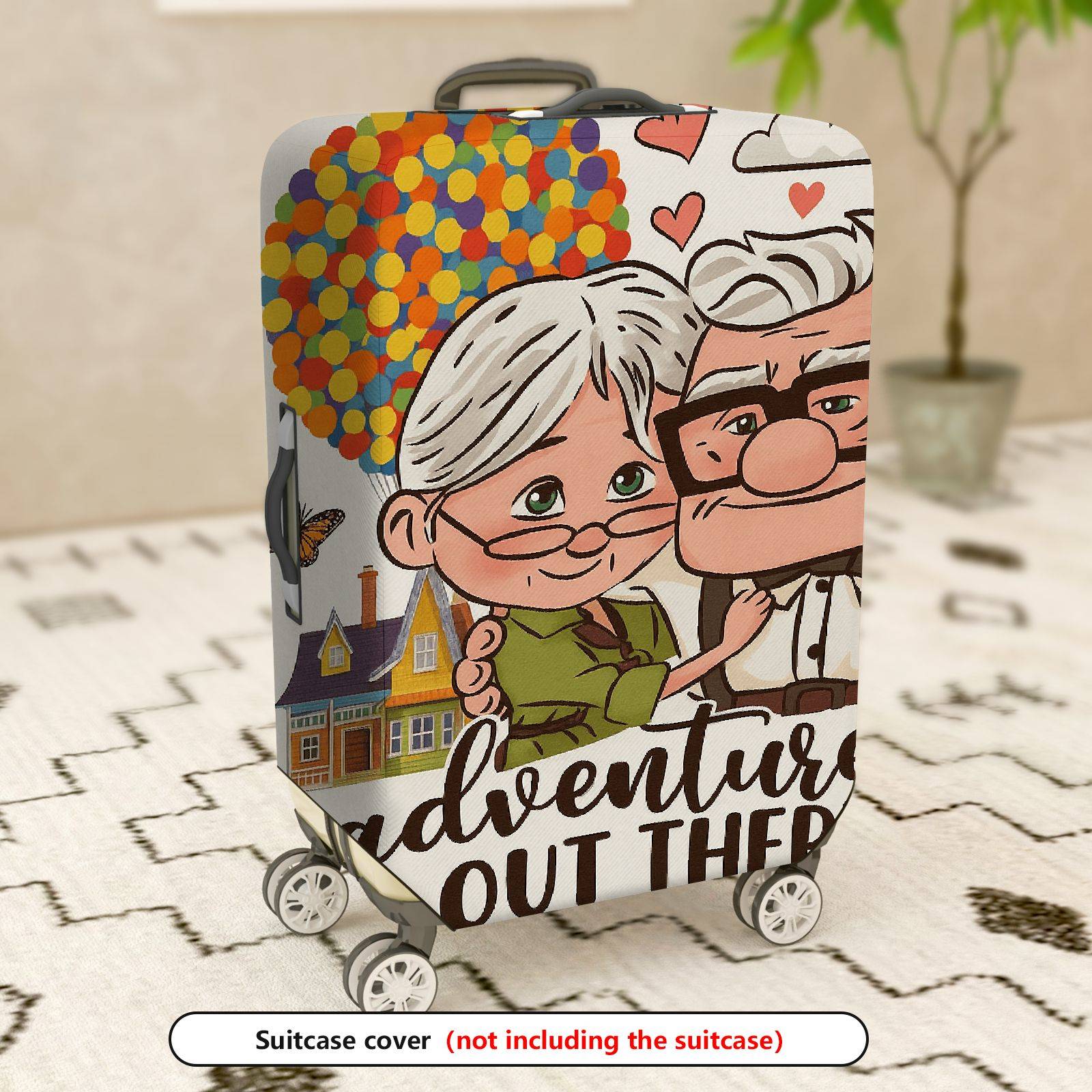 1-Piece Adventure Balloon Elderly Couple Love  Suitcase Luggage Cover, Stretch Protective Sleeve