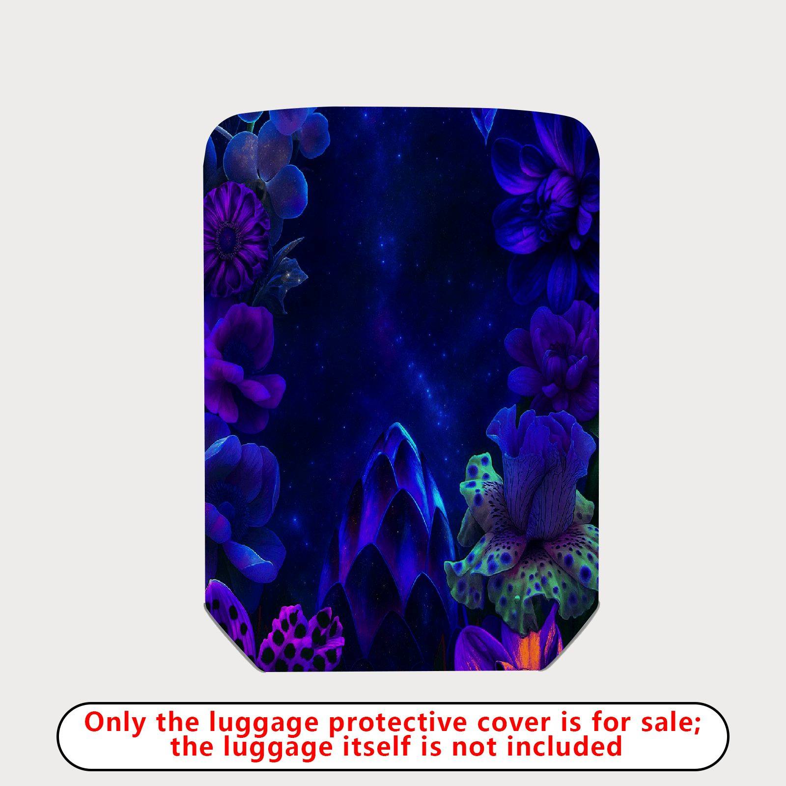 1-Piece Purple Floral Starry Night Artistic Fantasy  Suitcase Luggage Cover, Stretch Protective Sleeve