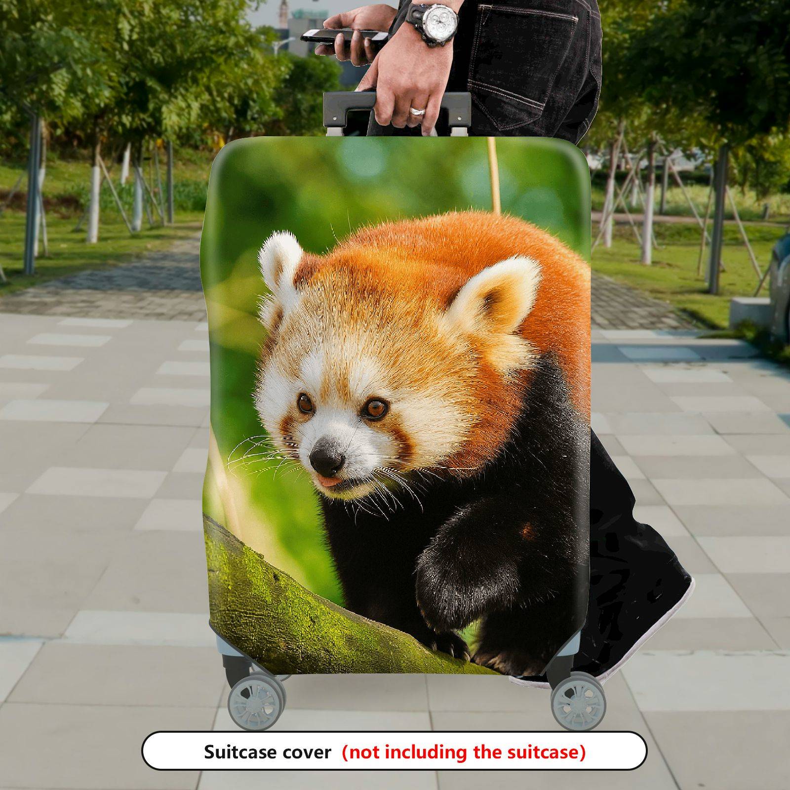1-Piece Animal Forest Wildlife Nature Travel Red Panda  Suitcase Luggage Cover, Stretch Protective Sleeve