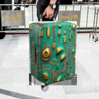 1-Piece Abstract Geometric Gold Circuitry Futuristic Art  Suitcase Luggage Cover, Stretch Protective Sleeve