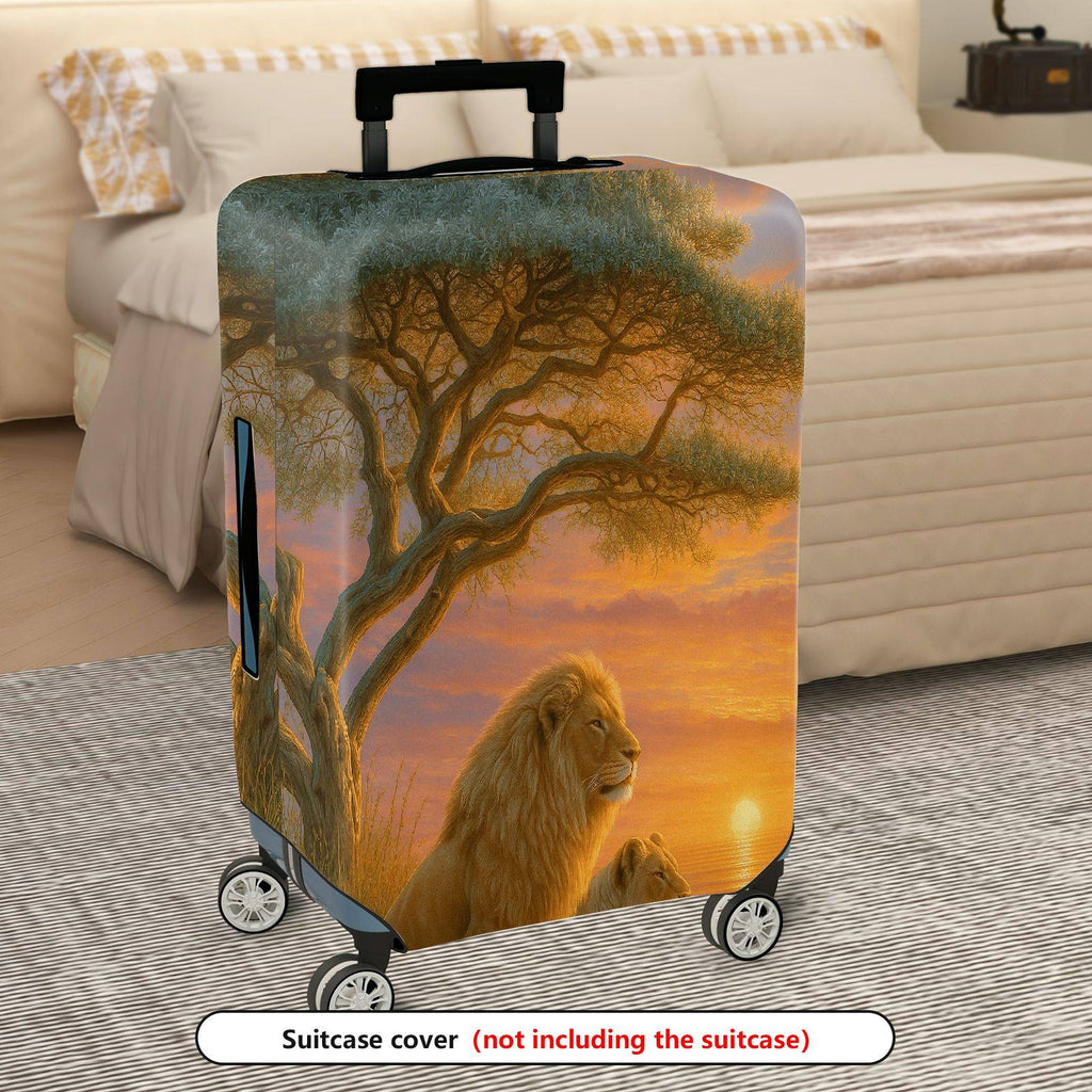 1-Piece Sunset Lion Tree Landscape Wildlife  Suitcase Luggage Cover, Stretch Protective Sleeve