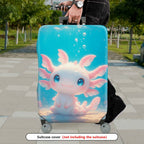 1-Piece Cute  Axolotl Coral Ocean Aqua Fantasy  Suitcase Luggage Cover, Stretch Protective Sleeve