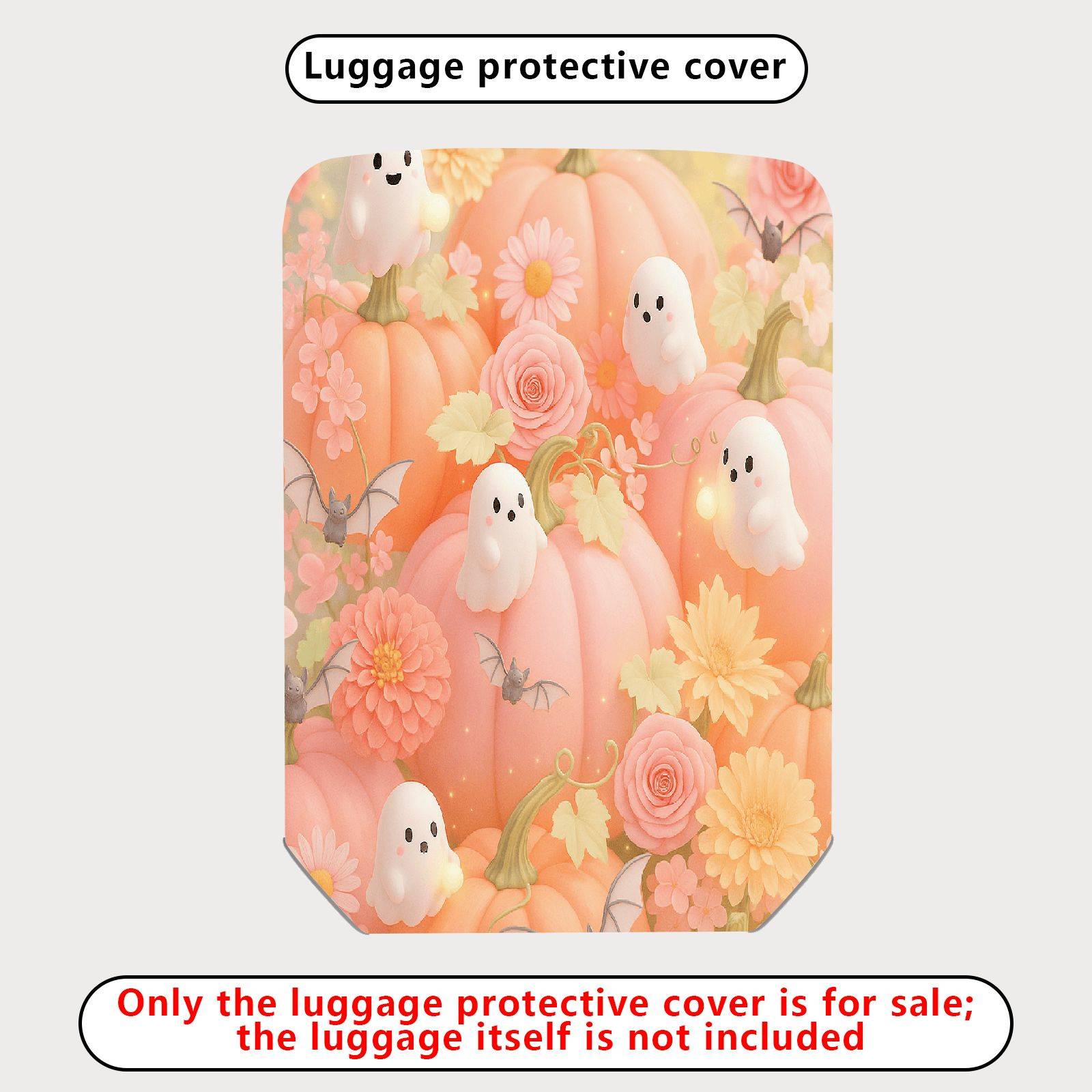 1-Piece Halloween Ghost Pumpkin Floral Bat  Suitcase Luggage Cover, Stretch Protective Sleeve