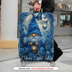 1-Piece Blue Gnome Lantern Moon Butterfly Floral  Suitcase Luggage Cover, Stretch Protective Sleeve