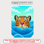1-Piece Tiger Ocean Waves Sky Clouds Artistic  Suitcase Luggage Cover, Stretch Protective Sleeve