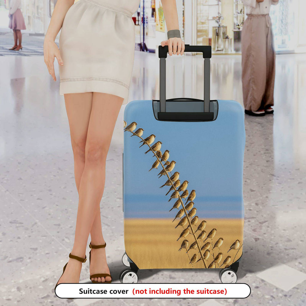 1-Piece Natural Scenic Birds Sky Landscape Nature Grassland  Suitcase Luggage Cover, Stretch Protective Sleeve