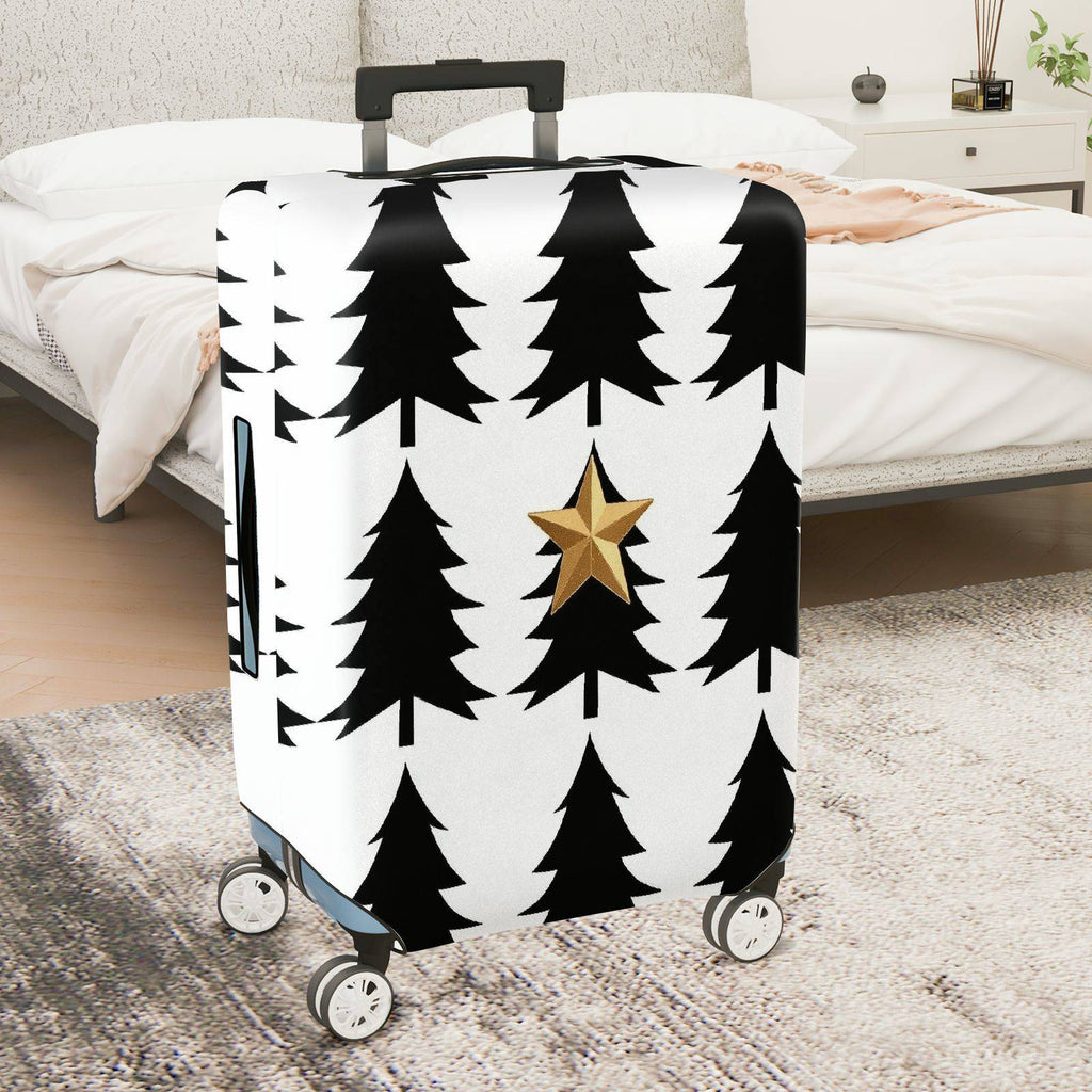 1-Piece Christmas Tree Star Holiday Festive Luggage  Suitcase Luggage Cover, Stretch Protective Sleeve