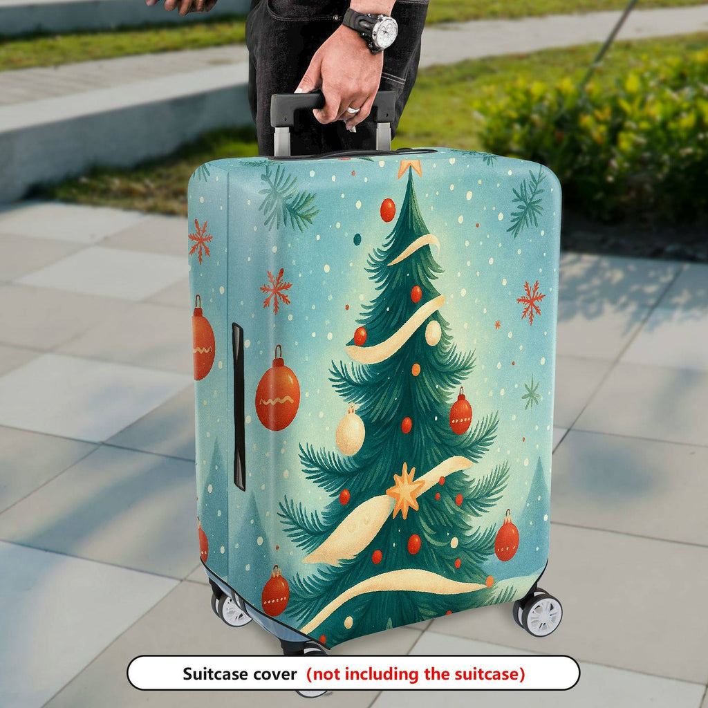 1-Piece Christmas Tree Ornament Snowflake Ribbon Holiday  Suitcase Luggage Cover, Stretch Protective Sleeve