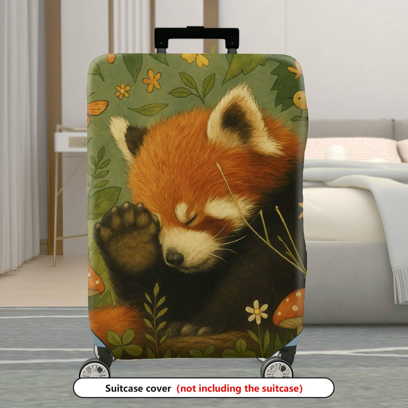 1-Piece Red Panda Forest Nature Floral Animal Cute  Suitcase Luggage Cover, Stretch Protective Sleeve
