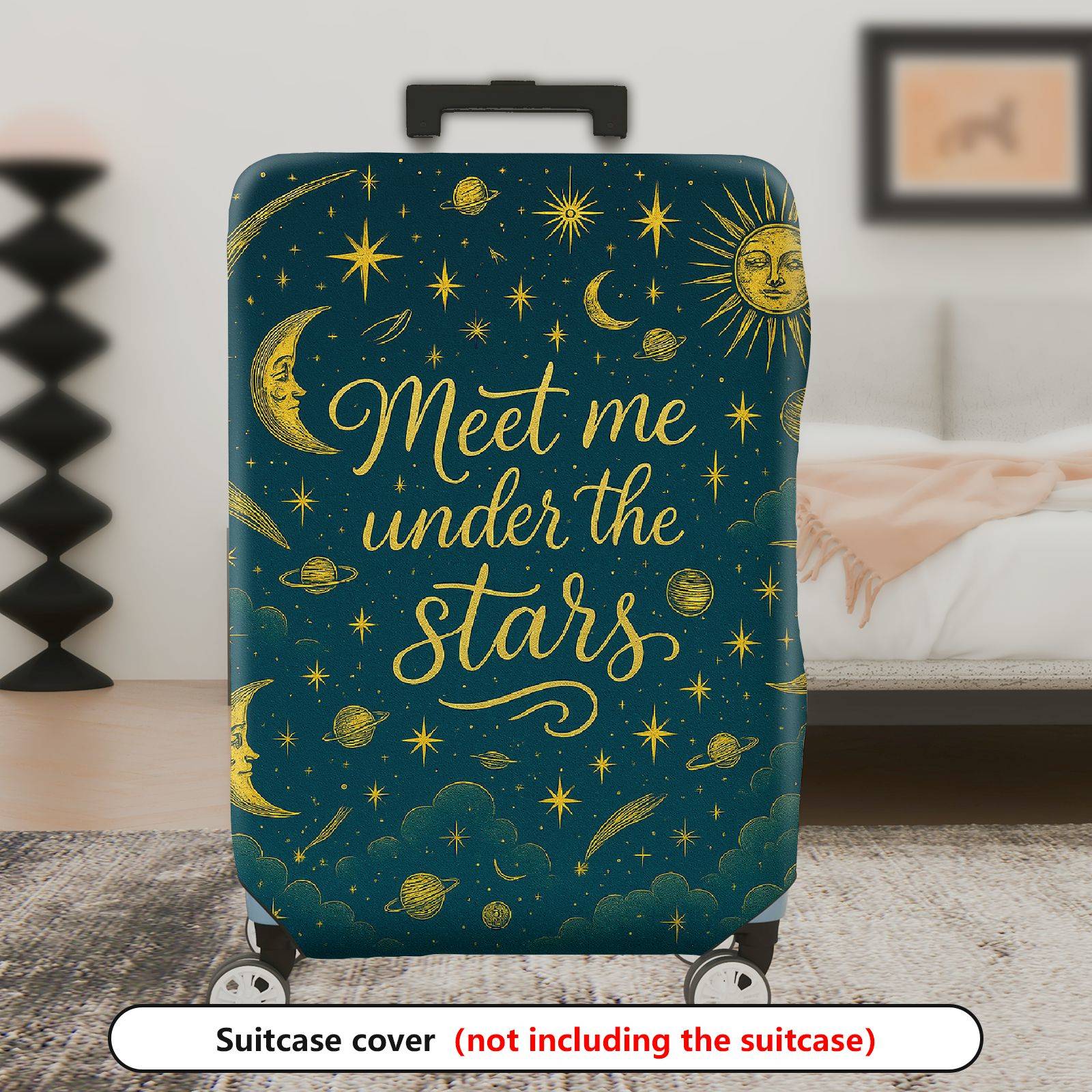 1-Piece Starry Sky Moon Galaxy Celestial Planet Cosmic  Suitcase Luggage Cover, Stretch Protective Sleeve