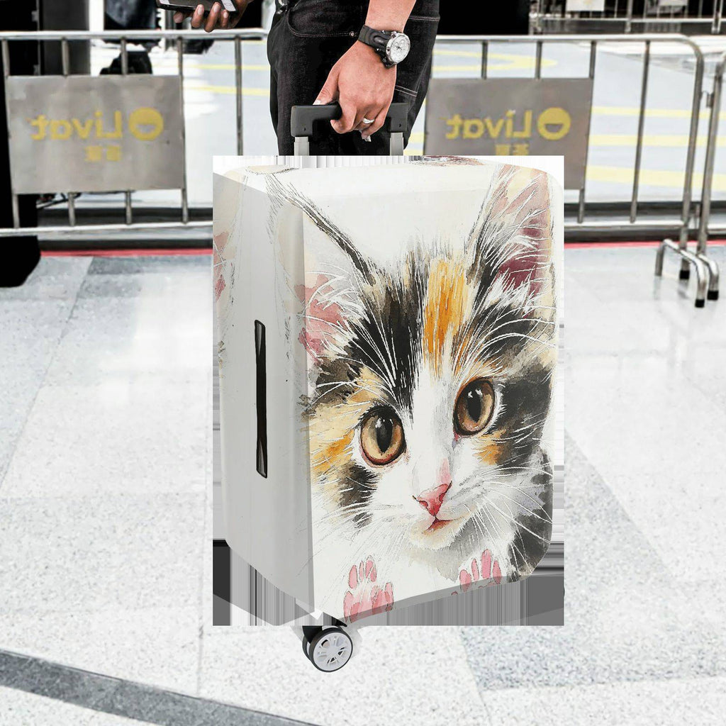1-Piece Cute Adorable Cat Watercolor Animal Art  Suitcase Luggage Cover, Stretch Protective Sleeve