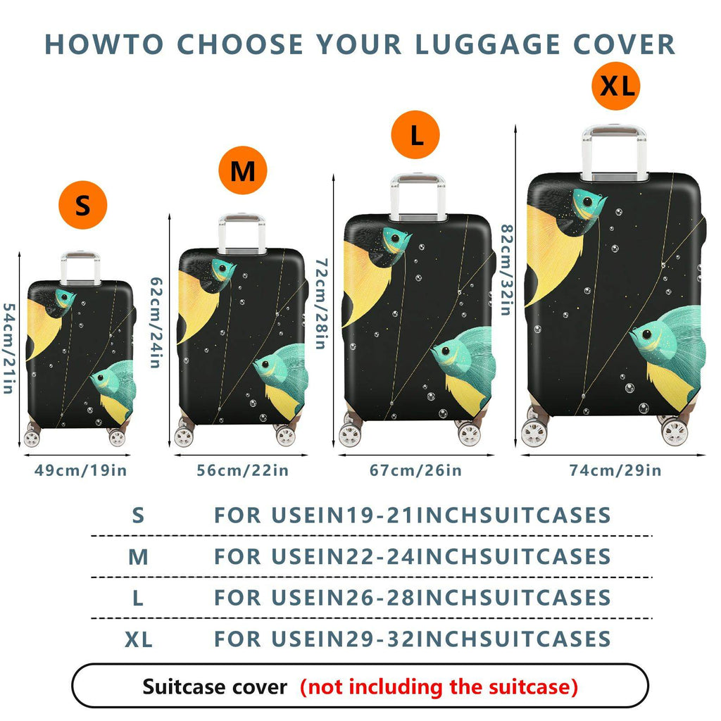 1-Piece Fish Illustration Abstract Art Travel Baggage Cover, Oceanic theme, Holiday Cover Suitable  Suitcase Luggage Cover, Stretch Protective Sleeve