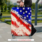 1-Piece American Flag Red White Blue Stars Abstract Fireworks  Suitcase Luggage Cover, Stretch Protective Sleeve