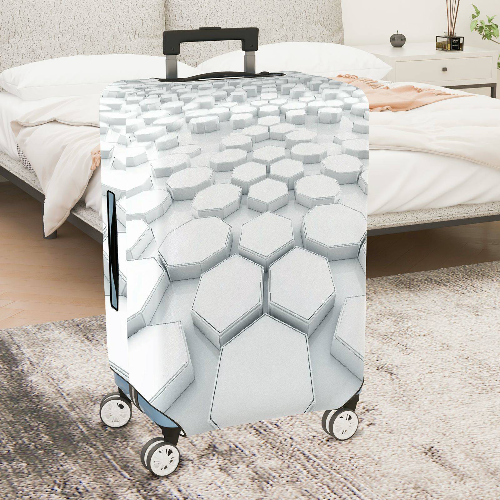 1-Piece Geometric Modern Abstract Monochrome Minimalist  Suitcase Luggage Cover, Stretch Protective Sleeve