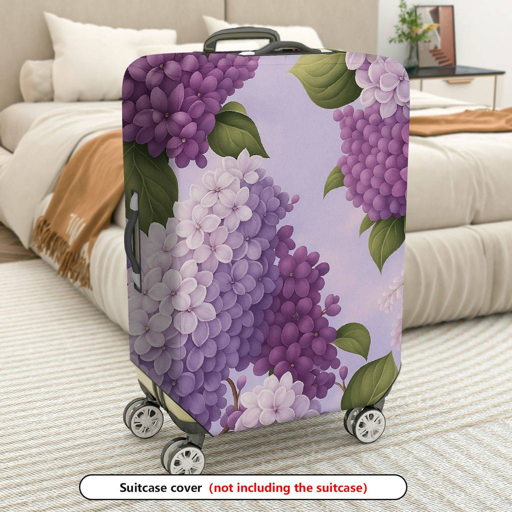 1-Piece Purple Floral Hydrangea Leaf Blossom Nature  Suitcase Luggage Cover, Stretch Protective Sleeve