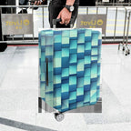 1-Piece Blue Geometric Abstract Modern Stylish Vibrant  Suitcase Luggage Cover, Stretch Protective Sleeve