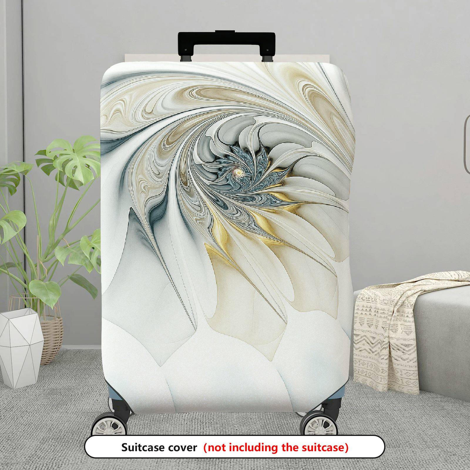 1-Piece Abstract Artistic Elegant Swirling Floral Colorful  Suitcase Luggage Cover, Stretch Protective Sleeve
