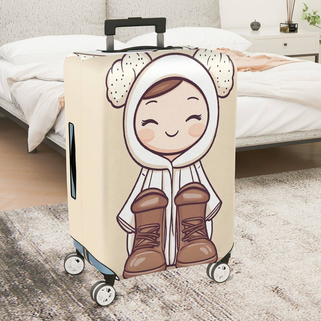 1-Piece Cute Lamb Hoodie Boots Smiling  Suitcase Luggage Cover, Stretch Protective Sleeve