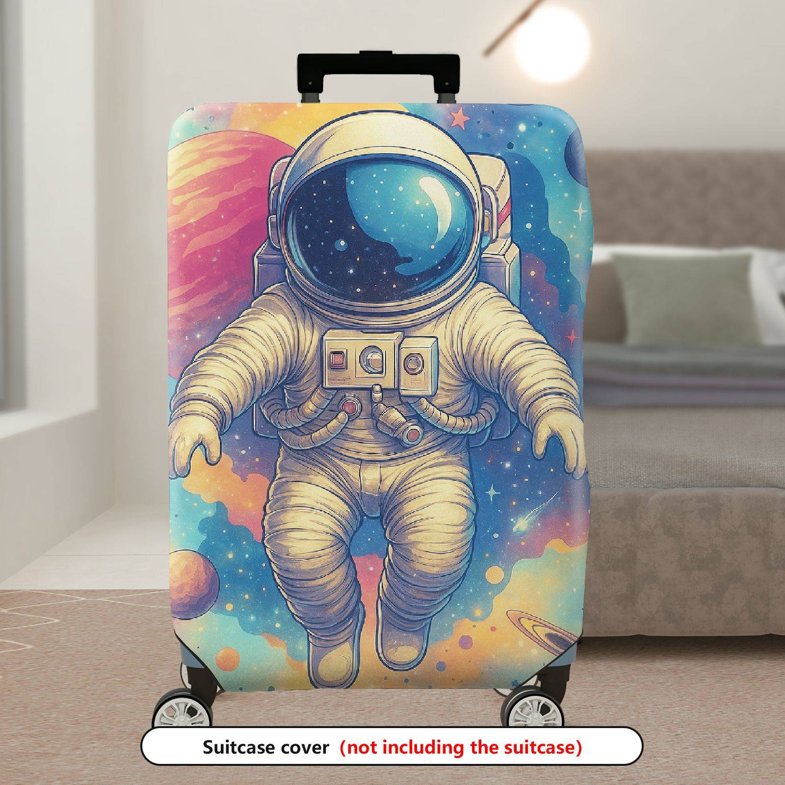 1-Piece Astronaut Outer Space Galaxy Planet Colorful  Suitcase Luggage Cover, Stretch Protective Sleeve