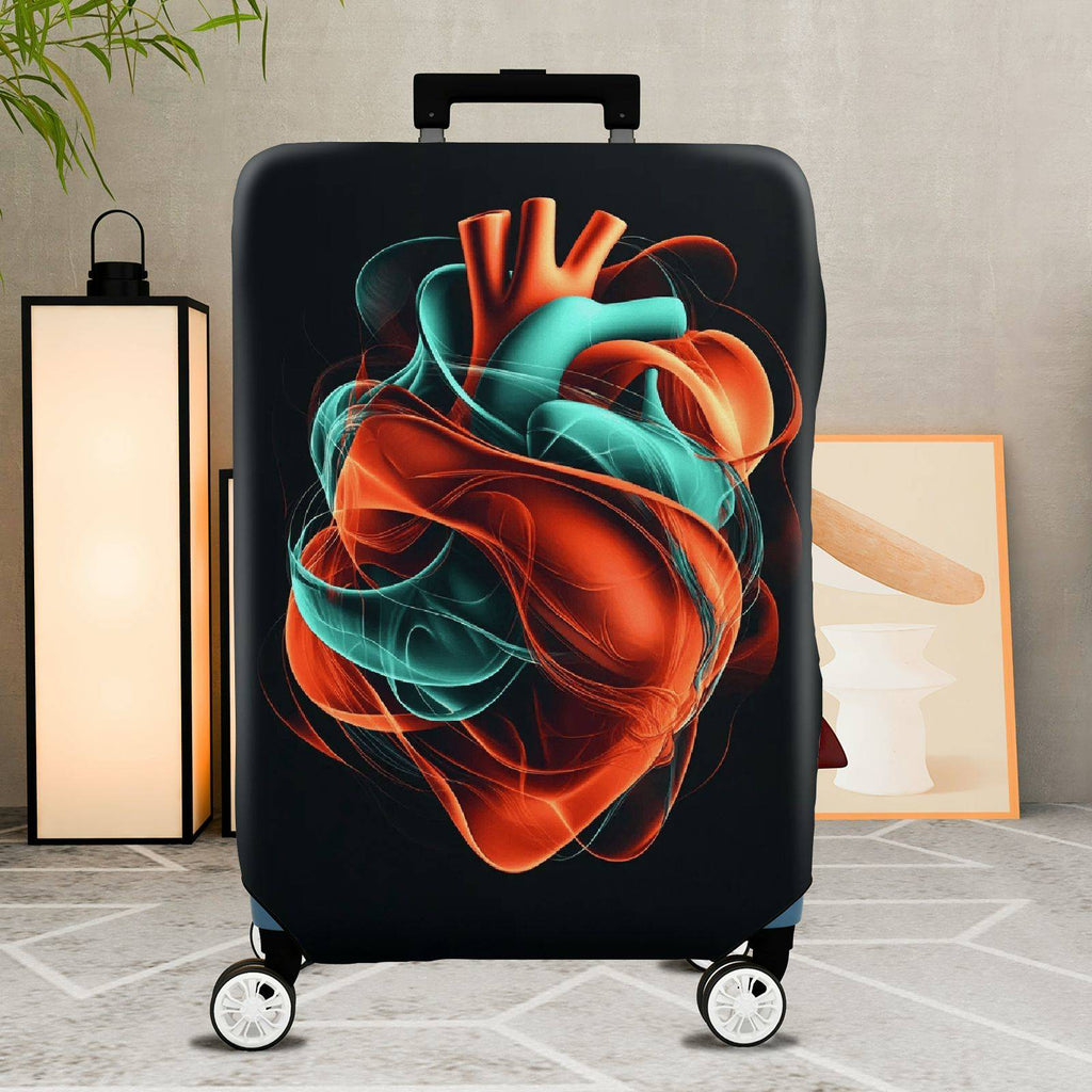 1-Piece Abstract Heart Artistic Colorful Vibrant Unique  Suitcase Luggage Cover, Stretch Protective Sleeve