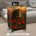 1-Piece Horse Floral Sunset Nature Art  Suitcase Luggage Cover, Stretch Protective Sleeve