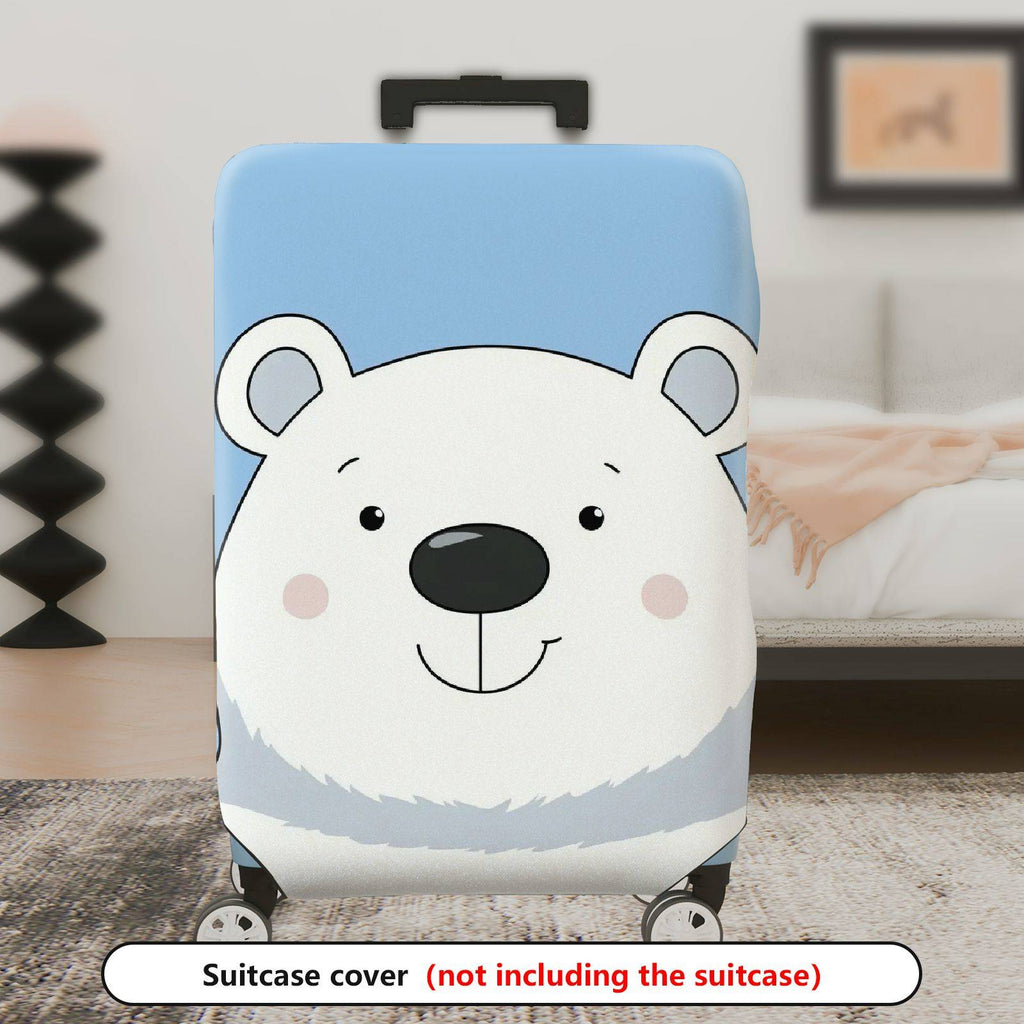 1-Piece Polar Bear Blue Cute Fun Travel Luggage  Suitcase Luggage Cover, Stretch Protective Sleeve