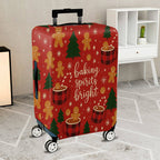 1-Piece Christmas Holiday Winter Gingerbread Coffee Tree  Suitcase Luggage Cover, Stretch Protective Sleeve