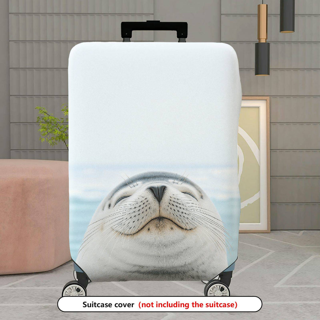 1-Piece Cute Seal Ocean Animal Blue Unique Fun  Suitcase Luggage Cover, Stretch Protective Sleeve
