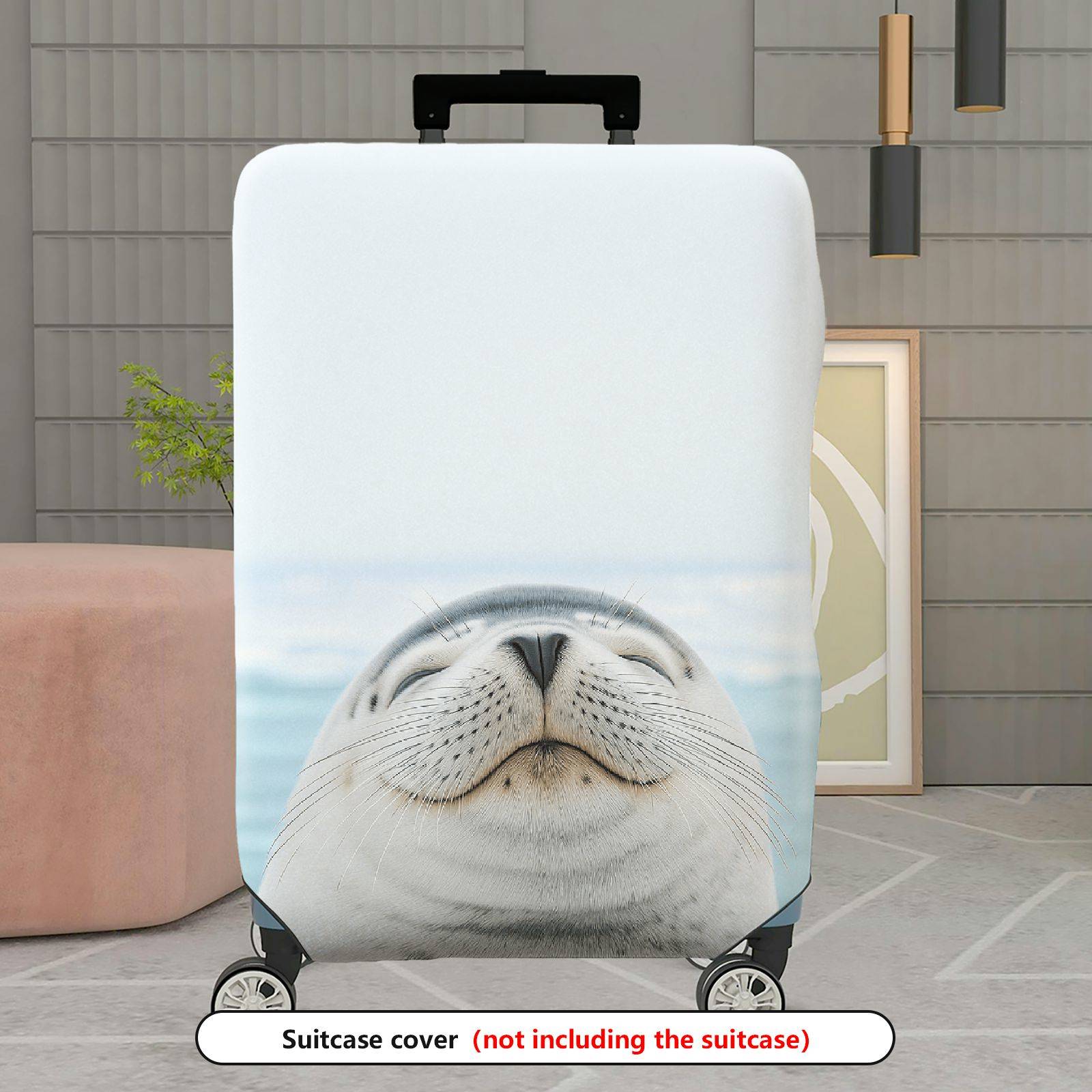 1-Piece Cute Seal Ocean Animal Blue Unique Fun  Suitcase Luggage Cover, Stretch Protective Sleeve