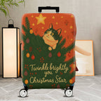 1-Piece Cat Pine Tree Star Ornament Holiday Cheer Festive  Suitcase Luggage Cover, Stretch Protective Sleeve