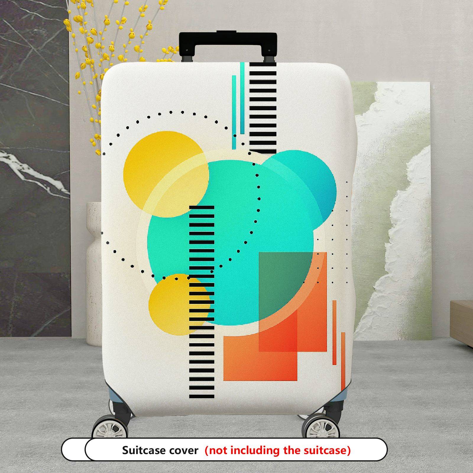 1-Piece Abstract Colorful Geometric Artistic Modern Travel  Suitcase Luggage Cover, Stretch Protective Sleeve