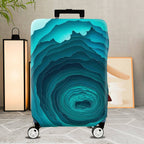 1-Piece Abstract Oceanic Turquoise Layered Depth  Suitcase Luggage Cover, Stretch Protective Sleeve