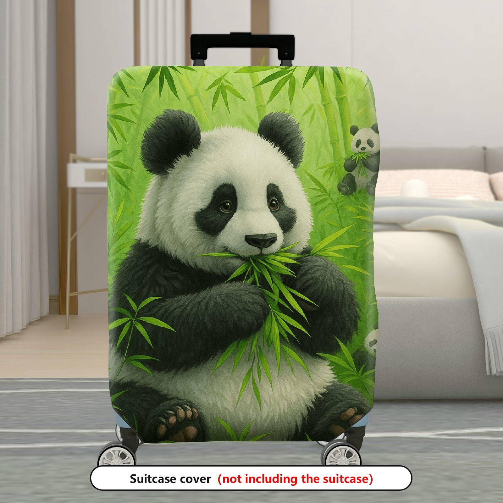 1-Piece Panda Bamboo Green Forest Cute Playful Lively  Suitcase Luggage Cover, Stretch Protective Sleeve