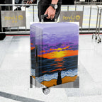 1-Piece Sunset Ocean Cat Beach Evening Landscape  Suitcase Luggage Cover, Stretch Protective Sleeve