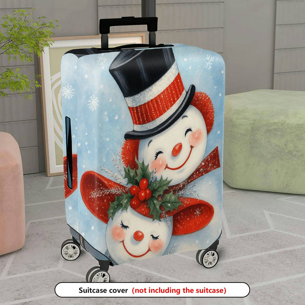 1-Piece Christmas Snowman Snowflake Winter Holiday Decorative  Suitcase Luggage Cover, Stretch Protective Sleeve