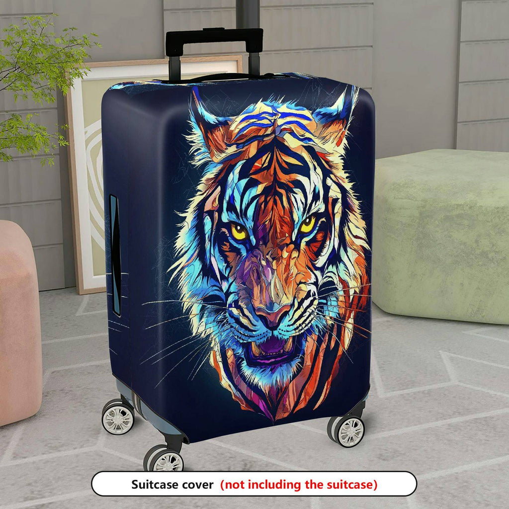 1-Piece Animal Tiger Colorful Vivid Artistic Graphic  Suitcase Luggage Cover, Stretch Protective Sleeve