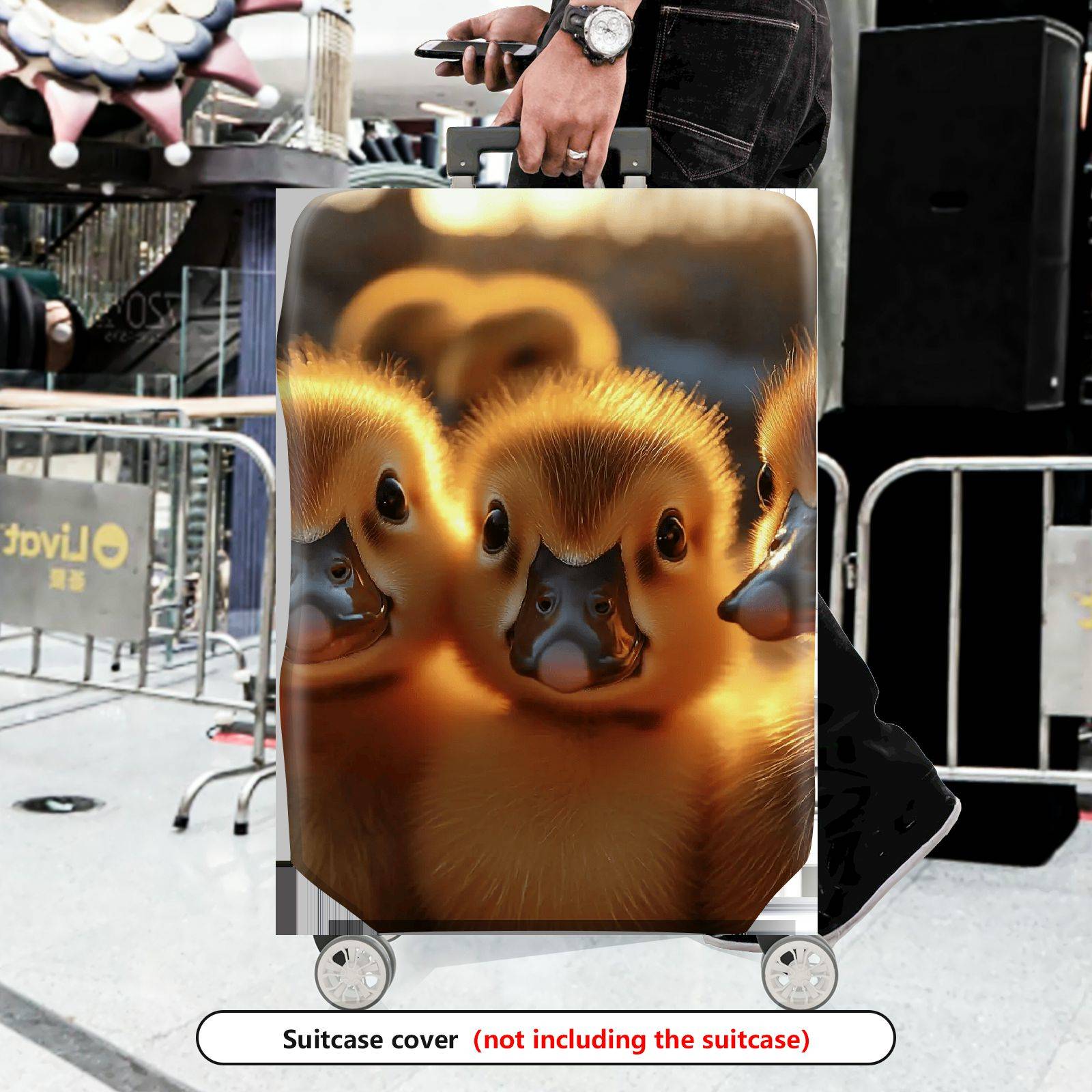 1-Piece Adorable Duckling Animal Cute Warm Yellow  Suitcase Luggage Cover, Stretch Protective Sleeve
