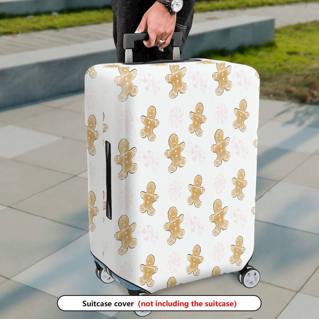 1-Piece Gingerbread Candy Christmas Holiday Festive  Suitcase Luggage Cover, Stretch Protective Sleeve