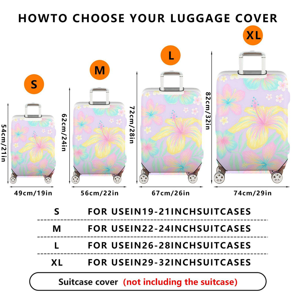 1-Piece Colorful Floral Tropical Vacation Summer Holiday  Suitcase Luggage Cover, Stretch Protective Sleeve