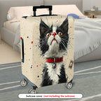 1-Piece Cat Animal Graphic Artistic Creative Black  Suitcase Luggage Cover, Stretch Protective Sleeve